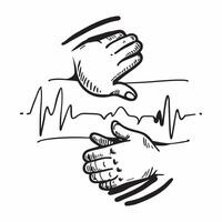Clean Hugging Hands and Heartbeat Line concept as Hugging hands with a heartbeat line and ample copy space symbolizing the emotional connection and life in a hug in Photo Stock Concept vector