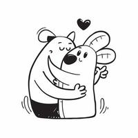 Clean Hugging Animals and Heart concept as Hugging animals with a heart symbol and ample copy space representing affection and warmth in a hug in Photo Stock Concept vector
