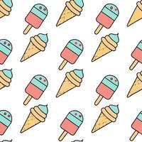 Clean Hot summer seamless pattern with ice cream cones and popsicles for a sweet playful vibe concept as Ice cream cones and popsicles arranged in a seamless pattern for a playful and sw vector