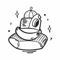 Clean Hiking boots and backpack icon with space for text and icons on a white background concept as A versatile hiking boots and backpack icon featuring space for both text and icons on vector
