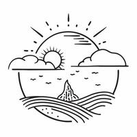 Clean High noon sun and a low setting sun symbolizing midday and evening with ample space for text concept as A high noon sun and a low setting sun representing midday and evening with vector