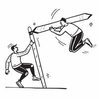 Clean High jump athlete and a limbo dancer symbolizing high and low movement with ample space for text concept as A high jump athlete and a limbo dancer representing high and low moveme vector