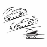 Clean High performance car and a low speed bicycle symbolizing speed and slowness with ample space for text concept as A high performance car and a low speed bicycle representing high s vector