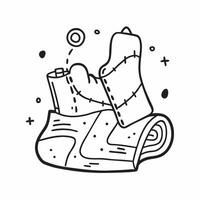 Clean Hiking boots and tent symbol with copy space for website banners concept as A sleek hiking boots and tent symbol with generous copy space suitable for creating eye catching website vector