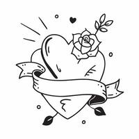 Clean Heart and rose icon with copy space for website banners concept as A sleek heart and rose icon with generous copy space suitable for creating eye catching website banners and heade vector