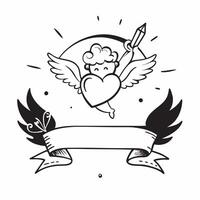 Clean Heart and rose icon with copy space for website banners concept as A sleek heart and rose icon with generous copy space suitable for creating eye catching website banners and heade Set 2 vector
