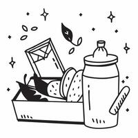 Clean Healthy snack tray and a water bottle symbolizing nutrition and hydration with ample space for text concept as A healthy snack tray and a water bottle representing the importance vector