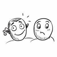 Clean Happy face and a sad face symbolizing positive and negative emotions with ample space for text concept as A happy face and a sad face representing the dos of fostering positivity vector