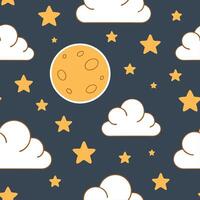 Clean Harvest moon and stars seamless tile pattern with warm lights and autumn night sky concept as Warm lights and a harvest moon with stars create a seamless tile pattern inspired by t vector