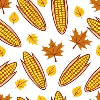 Clean Harvest corn seamless tile pattern with golden corn cobs and autumn accents concept as Golden corn cobs and autumn accents create a harvest corn seamless tile pattern perfect for f vector