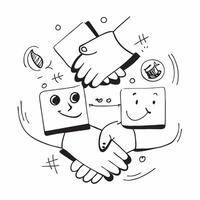 Clean Handshake and Smiling Faces concept as A handshake with smiling faces and ample copy space symbolizing trust and happiness in friendship in Photo Stock Concept vector