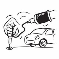 Clean Hand plugging in an EV charger to a car symbolizing connection and energy with ample space for text concept as A hand plugging in an EV charger to a car representing the connectio vector