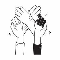 Clean Hands high fiving symbolizing team success and challenge with ample space for text concept as Hands high fiving each other representing the celebration of team success and overcom vector