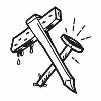 Clean Hammer and nails symbolizing construction and foundation with ample space for text concept as A hammer and nails representing the fundamentals of construction and building a found vector