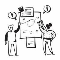 Clean Group brainstorming around a whiteboard symbolizing creative team challenges with ample space for text concept as A group brainstorming with ideas around a whiteboard representing vector