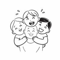 Clean Group Hug and Smiles concept as A group hug with smiling faces and ample copy space symbolizing the joy and camaraderie in friendship in Photo Stock Concept vector