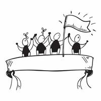 Clean Group of figures crossing a bridge symbolizing unity and challenge with ample space for text concept as A group of figures crossing a bridge together representing unity and the ch vector