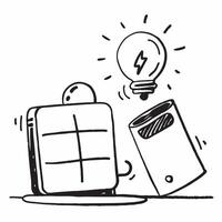 Clean Green energy battery and a solar panel symbolizing renewable power storage with ample space for text concept as A green energy battery next to a solar panel representing the stora vector