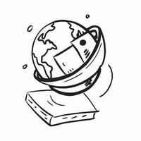 Clean Globe icon with copy space on a blue background concept as A image of a globe icon with ample copy space on a blue background perfect for travel and worldwide themed visuals Set 2 vector