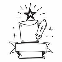 Clean Gold star and a trophy symbolizing excellence and achievement with ample space for text concept as A gold star next to a trophy representing excellence and outstanding achievement vector