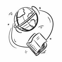Clean Globe and textbook icon with copy space for geography and history themes concept as An infographic ready globe and textbook icon with ample copy space designed to convey geography vector