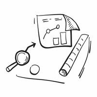 Clean Graph and magnifying glass icon with copy space on white background concept as A icon illustration of a graph and magnifying glass icon with ample copy space on a white backgroun vector