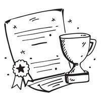 Clean Golden cup and a certificate symbolizing excellence and recognition with ample space for text concept as A golden cup placed next to a certificate representing excellence and form vector