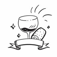 Clean Glass of red wine and a piece of bread symbolizing classic dining with ample space for text concept as A glass of red wine and a piece of bread representing the timeless combinati vector