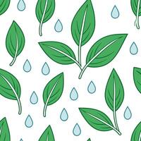 Clean Gentle spring rain seamless tile pattern with soft raindrops on fresh green leaves symbolizing growth concept as Soft raindrops on fresh green leaves create a rejuvenating seamless vector