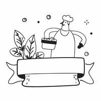 Clean Gardener with a watering can and a flower pot symbolizing growth and nurturing with ample blank space concept as A gardener holding a watering can and a flower pot representing gr vector