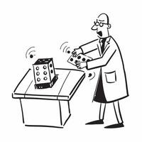 Clean Gambler with a dice cup and a gaming table indicating dice rolling with ample space for text concept as A gambler holding a dice cup and standing by a gaming table representing di vector