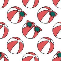 Clean Fun and playful summer seamless pattern with beach balls and sunglasses for energetic outdoor spaces concept as Beach balls and sunglasses in a seamless pattern perfect for creatin vector