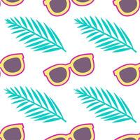 Clean Fun summer sunglasses seamless tile pattern with neon frames and tropical reflections concept as Neon sunglasses with tropical reflections create a seamless tile pattern full of br vector