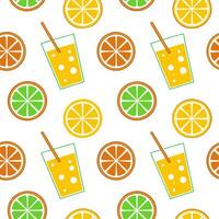 Clean Fun summer seamless tile pattern with citrus fruits and refreshing drinks for a lively outdoor party concept as Bright citrus fruits and refreshing drinks in a seamless tile patter vector