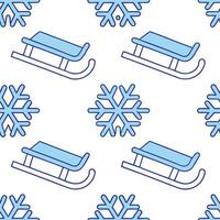 Clean Frosty snowflake and sled seamless tile pattern with playful winter activities and cool tones concept as Playful sleds paired with frosty snowflakes create a seamless tile pattern vector