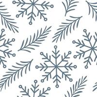 Clean Frosty snowflake and snow covered branch seamless tile pattern with winter elegance concept as Snowflakes paired with snow covered branches create a seamless tile pattern exuding w vector
