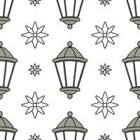 Clean Frosty snowflake and lantern seamless tile pattern with glowing winter elements concept as Glowing winter lanterns paired with frosty snowflakes create a seamless tile pattern with vector