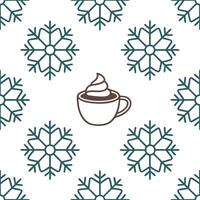 Clean Frosty snowflake and hot cocoa seamless tile pattern with cozy winter vibes concept as Hot cocoa paired with frosty snowflakes creates a seamless tile pattern with cozy winter vibe vector