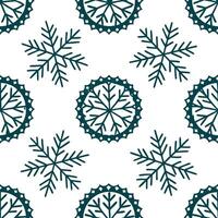 Clean Frosty snowflake and holiday wreath seamless tile pattern with festive winter elements concept as Holiday wreaths paired with frosty snowflakes create a seamless tile pattern with Set 3 vector