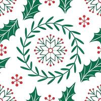 Clean Frosty snowflake and holiday wreath seamless tile pattern with festive winter elements concept as Holiday wreaths paired with frosty snowflakes create a seamless tile pattern with Set 2 vector