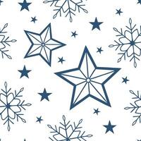 Clean Frosty snowflake and holiday star seamless tile pattern with glowing winter accents concept as Glowing winter stars paired with snowflakes create a frosty seamless tile pattern wit vector