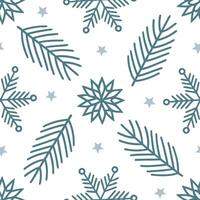 Clean Frosty snowflake and evergreen seamless tile pattern with cool winter hues concept as Cool winter hues highlight frosty snowflakes and evergreen branches in a seamless tile pattern vector