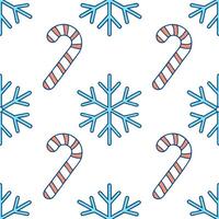 Clean Frosty snowflake and holiday candy cane seamless tile pattern with sweet winter elements concept as Sweet candy canes paired with frosty snowflakes create a seamless tile pattern w vector
