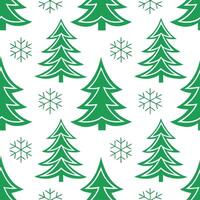 Clean Frosty snowflake and Christmas tree seamless tile pattern with festive green and white tones concept as Festive green and white Christmas trees paired with snowflakes create a fros vector