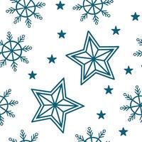 Clean Frosty snowflake and Christmas star seamless tile pattern with sparkling holiday accents concept as Sparkling Christmas stars paired with frosty snowflakes create a seamless tile p vector