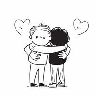 Clean Friends Hugging and Heart concept as Friends hugging with a heart symbol and ample copy space symbolizing friendship and affection in a hug in Photo Stock Concept vector
