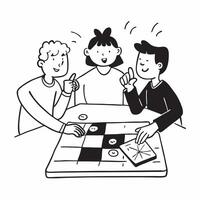 Clean Friends with Board Games and Laughter concept as Friends playing board games with laughter and ample copy space representing the fun and playful moments in friendship in Photo Sto vector