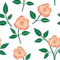 Clean Fresh spring rose seamless tile pattern with gentle pink and peach blooms exuding soft elegance concept as Soft pink and peach roses create a delicate elegant seamless spring tile vector