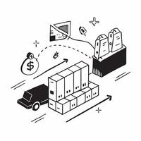 Clean Freight yard and a cost efficiency table symbolizing logistics efficiency in double exposure with copy space concept as A freight yard blended with a cost efficiency table represe vector