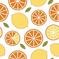 Clean Fresh citrus fruits seamless tile pattern with bright orange and yellow tones perfect for a sunny summer vibe concept as Bright orange and yellow citrus fruits create a fresh vibra vector